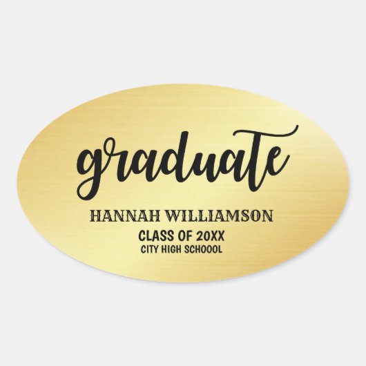 2018パーソナライズされた年金ゴールド卒業 楕円形シール (正面)