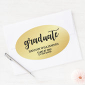 2018パーソナライズされた年金ゴールド卒業 楕円形シール (封筒)