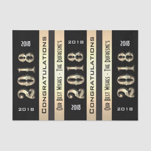 2018パーソナライズされた年、卒業式付き 薄葉紙 (正面)