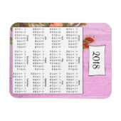 2018パープル素朴フローラウッドカレンダー磁石 マグネット (横)