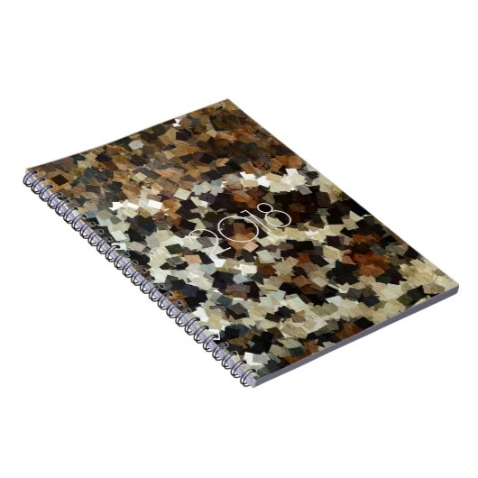 2018ヒョウスタイルブラウンブラックモザイクパターン ノートブック (右側)