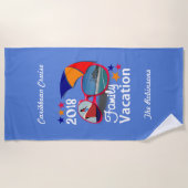 2018ファミリーバケーションクルーズグラフィパーソナライズされたック ビーチタオル (正面)