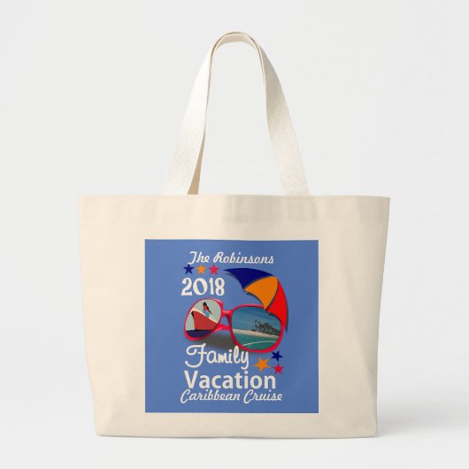 2018ファミリーバケーションクルーズグラフィパーソナライズされたック ラージトートバッグ (正面)