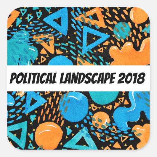 2018ユーモアのある年の政治情勢 スクエアシール (正面)