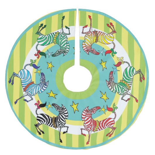 2018休日のシマウマの多彩な木のスカート ブラッシュドポリエステルツリースカート (正面)