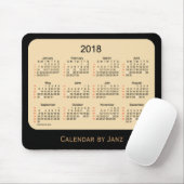 2018休日52週のJanz著黒いムギのカレンダー マウスパッド (マウス)