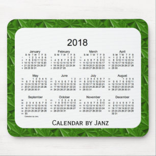 2018個の深緑色のダイヤモンドJanz著52週のカレンダー マウスパッド