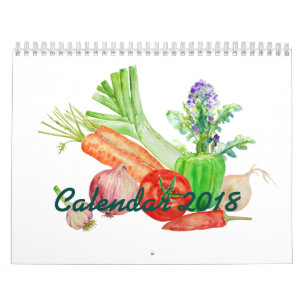 2018個の2個のページのカレンダーの水彩画の野菜 カレンダー