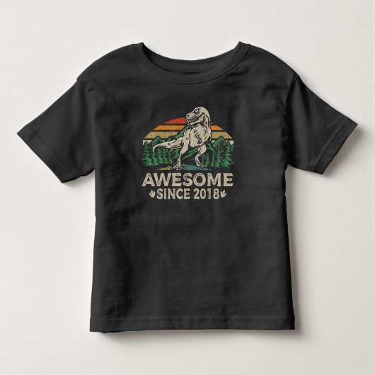 2018年からかっこいい恐竜6歳誕生日 トドラーTシャツ (正面)