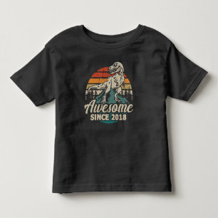 2018年からかっこいい恐竜 5歳 5回目の誕生日 トドラーTシャツ
