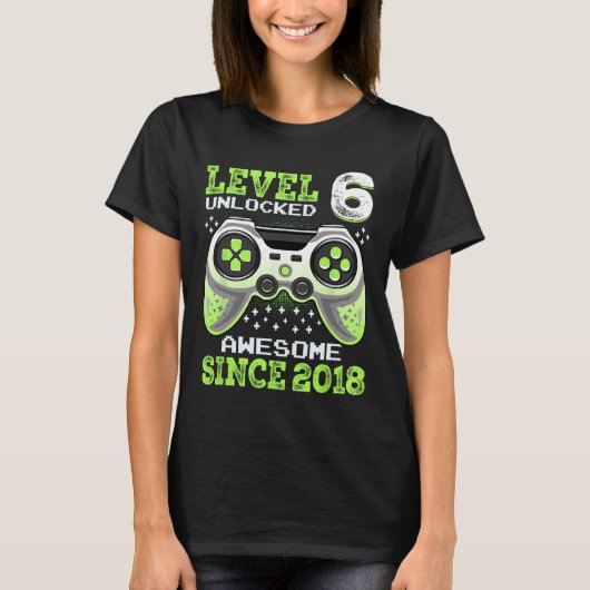 2018年から始まるおもしろビデオゲーム6歳の誕生日 Tシャツ (正面)