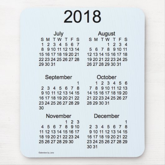 2018年のアリスの青Janz著6か月のカレンダー マウスパッド (正面)
