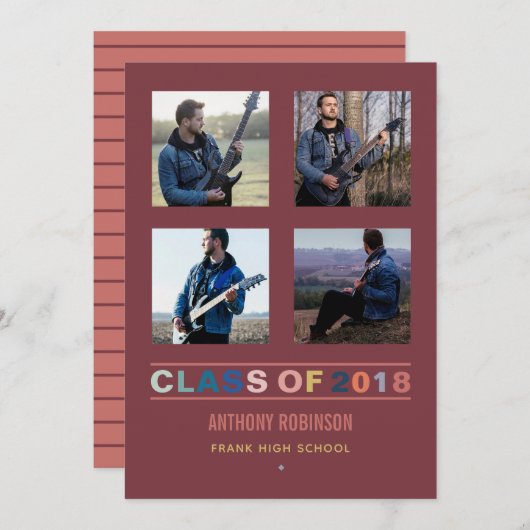 2018年のカラートレンド卒業フォトコラージュ 案内状 (正面/裏面)