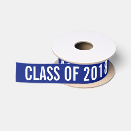 2018年のタイポグラフィの濃紺の白の大学院のクラス サテンリボン