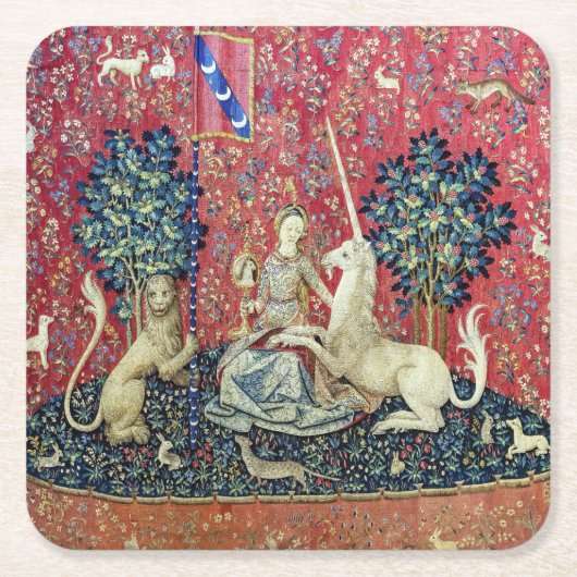 2018年の一角獣(ユニコーン)の光景 スクエアペーパーコースター (正面)