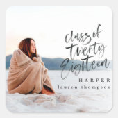 2018年の写真卒業ステッカーのクラス スクエアシール (正面)