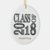 2018年の卒業のおもしろいそしてシンプルなペンのスケッチのクラス セラミックオーナメント (右)