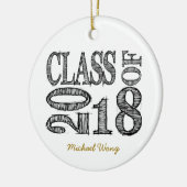2018年の卒業のおもしろいそしてシンプルなペンのスケッチのクラス セラミックオーナメント (左)