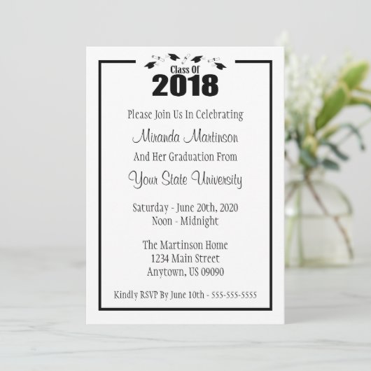 2018年の卒業の招待状のクラス(黒い帽子) 招待状 (スタンド正面)