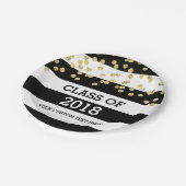 2018年の卒業の黒のストライプの金ゴールドの点のクラス ペーパープレート (アングル)