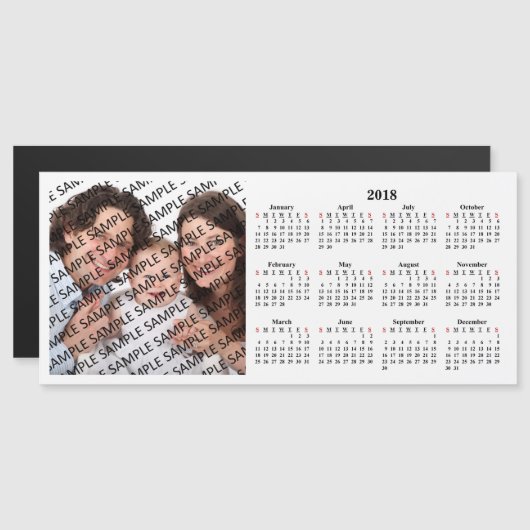 2018年の家族写真のカスタムなカレンダーのマグネティック・カード (正面/裏面)