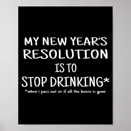 2018年の抱負 飲酒ストップ ユーモア 新年 ポスター (正面)