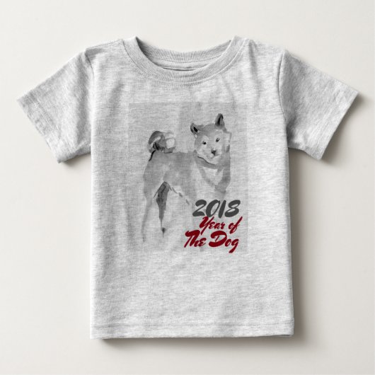 2018年の犬のインク洗浄の絵画子供のホディー ベビーTシャツ (正面)