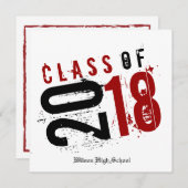 2018年の芸術的で赤い、白黒クラス 招待状 (正面/裏面)