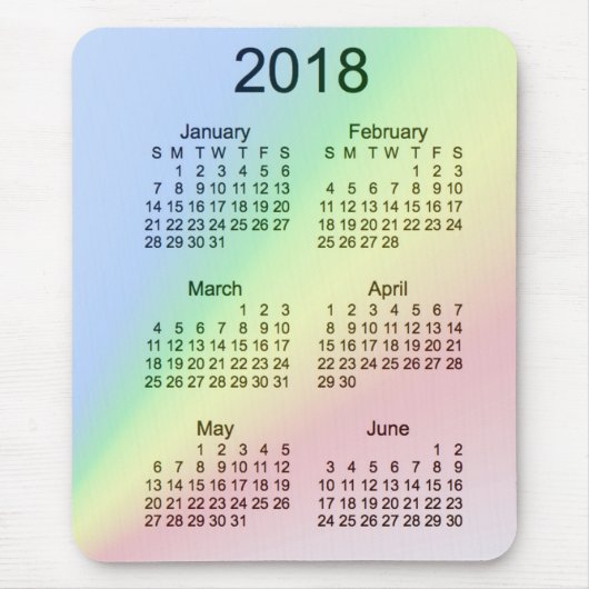 2018年の虹の大活字Janz著6か月のカレンダー マウスパッド (正面)