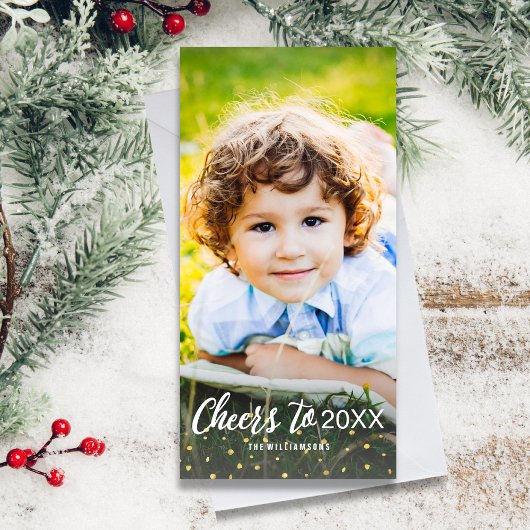 2018年の金ゴールドの紙吹雪の写真への新年の応援 シーズンカード