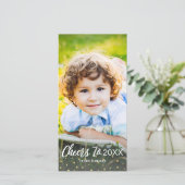 2018年の金ゴールドの紙吹雪の写真への新年の応援 シーズンカード (スタンド正面)