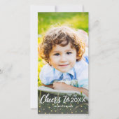 2018年の金ゴールドの紙吹雪の写真への新年の応援 シーズンカード (正面)