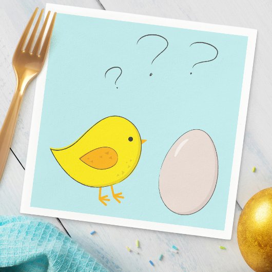 2018年の鶏か卵のかわいいイースターの漫画おもしろい スタンダードカクテルナプキン
