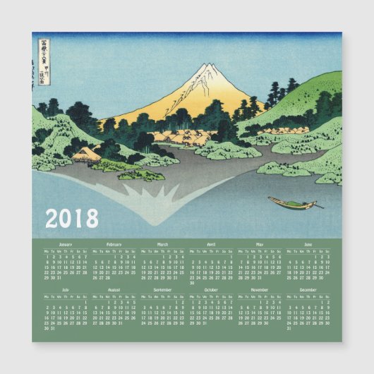 2018年のHokusaiのカレンダーのマグネティック・カード (正面)