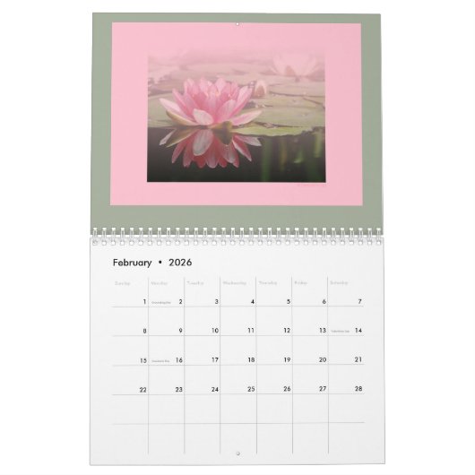 2018年はピンク カレンダー (2月 2026)