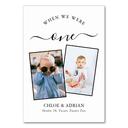 2018年を通してカップルの結婚写真モダン テーブルナンバー (正面)