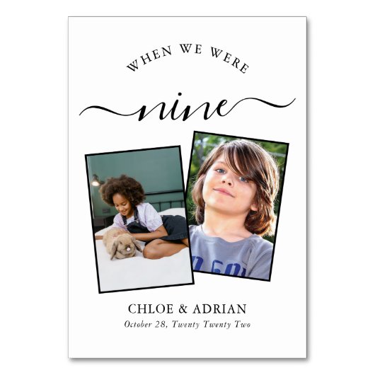 2018年を通してカップルの結婚写真モダン テーブルナンバー (正面)