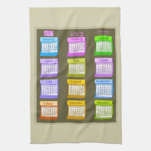 2018年カレンダボルト生地のタウペキッチンタオル キッチンタオル (縦)