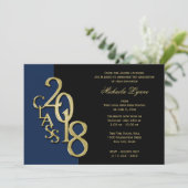 2018年クラスのカラー付き金ゴールド 招待状 (スタンド正面)