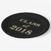 2018年クラスのブラックおよび金ゴールドグリッタータイポグラフィ ペーパープレート (アングル)