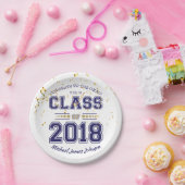 2018年クラスパーティーブルーと金ゴールド ペーパープレート (パーティー)
