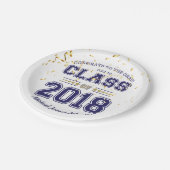 2018年クラスパーティーブルーと金ゴールド ペーパープレート (アングル)