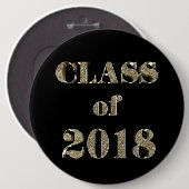 2018年クラスブラッエレガントク·アンド·金ゴールドタイポグラフィ 缶バッジ (正面&裏面)