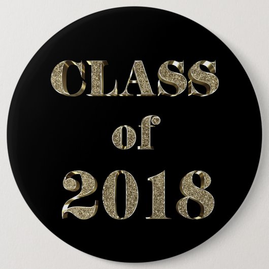 2018年クラスブラッエレガントク·アンド·金ゴールドタイポグラフィ 缶バッジ (正面)