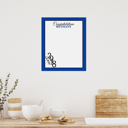 2018年クラス卒業オートグラフキープサキープブルー ポスター (キッチン)