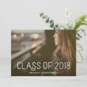 2018年クラス| モダンタイポグラフィフォトグラッドパーティー 招待状 (スタンド正面)