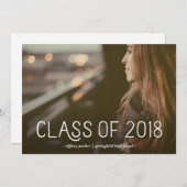 2018年クラス| モダンタイポグラフィフォトグラッドパーティー 招待状 (正面/裏面)