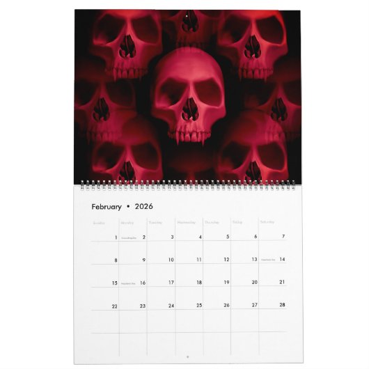 2018年スカル カレンダー (2月 2026)