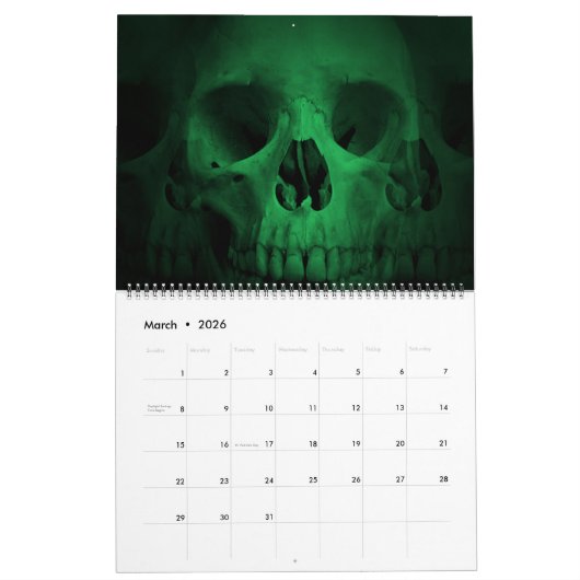 2018年スカル カレンダー (3月 2026)