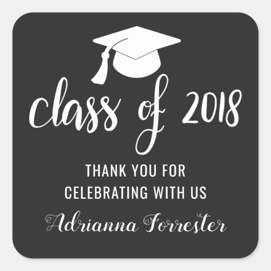 2018年タイポグラフィ大学院帽子 |ありがとうございます スクエアシール (正面)